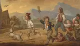 Jagd nach der Fledermaus by Carl Wilhelm Tischbein, 1850, oil on canvas, offered Dec 2019
