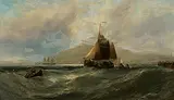 Fischerboote vor der Küste bei Sturm by Edwin Hayes, 1871, oil on canvas, sold Dec 2019