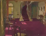 Interieur mit violettem Teppich by Theodore Charles Basil Hitchcock, oil on board, offered Dec 2019