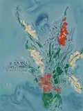 Les Glaïeuls by Marc Chagall, 1965, color lithograph, sold Dec 2019