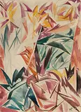 Forêt (étude pour la toile conservée au Musée de Perm) by Natalija Gontcharova, 1913, watercolor, sold Dec 2019
