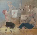 Akademiestudenten by Josef Hegenbarth, 1953, ink, sold Dec 2019