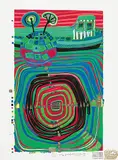 La Barca - Regentag by Friedensreich Hundertwasser, 1969, color screenprint, sold Dec 2019