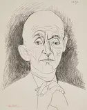 Portrait de D.H. Kahnweiler, III by Pablo Picasso, 1957, lithograph, sold Dec 2019