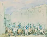 Revolution - Kavallerie im Strassenkampf (Paris?) by Frankreich, 1.Hälfte 19.Jh., watercolor, offered Dec 2019