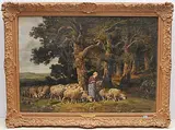 Hirtin mit Schafherde by Ceramano, oil on canvas, sold Dec 2019