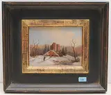 Winterlandschaft mit Burg by Ernst Gustav Doerell, oil on paper, sold Dec 2019