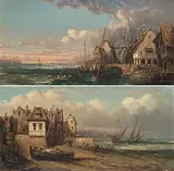 Gegenstücke: Städtchen an der Küste by Frankreich, Mitte 19.Jh., oil on panel, sold Dec 2019