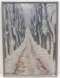 Friedhofsallee im Schnee by William Pechuel-Loesche, 1909, oil on board, offered Dec 2019
