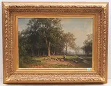 Rast des Holzfällers mit seiner Familie by Hermann Emil Pohle, oil on canvas, sold Dec 2019