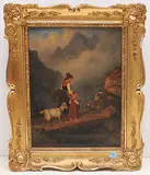 Mutter und Kind mit Ziege auf einem Bergweg by Tirol, 19.Jh., oil on canvas, sold Dec 2019