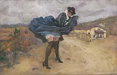 Der Windstoss by Silvio Bicchi, 1911, pastel, offered Dec 2019