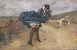 Der Windstoss by Silvio Bicchi, 1911, pastel, offered Dec 2019