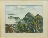 Island Hillside by William Henry, watercolor on paper, sold Jan 2023