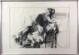Abstract Figure by Ernest Rosenthal, 1964, charcoal on paper, sold Jan 2023