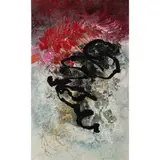 Fire Fite by John O. Thomson, 1990, mixed media on canvas, sold Jan 2023