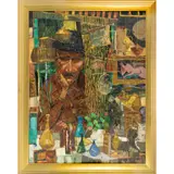 Portrait of a Man with Decor by George Russin, oil on board, sold Jan 2023