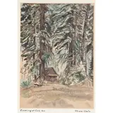 Evening at Clark Inn (from the World Landscape Series) by Chiura Obata, 1930, woodcut print in colors, sold Jan 2023