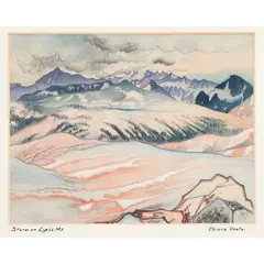 Storm on Lyell Mountain (from the World Landscape Series) by Chiura Obata, 1930, woodcut print in colors, sold Jan 2023