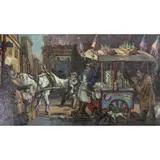Busy Day by Philip Reisman, 1951, oil on masonite, sold Jan 2023