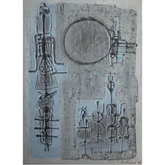 Espace by Yiannis Maltezos, 1963, mixed media on canvas, sold Jan 2023
