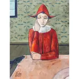 Harlequin with Bird by Charles Levier, oil on canvas, sold Jan 2023