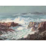 Rock Bound Coast by Frank Vining Smith, 1955, oil on masonite, sold Jan 2023