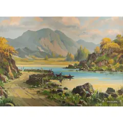 Returning from the River by Christopher M. Doran, oil on canvas, sold Jan 2023