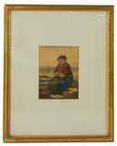 fish vendor by J. Nelson Drummond, watercolor, sold Jan 2026