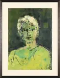 Portrait in Green by Louise Almon, ink on paper, sold Dec 2024
