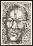 Portrait with Cross by John Zaverdino, charcoal on paper, sold Dec 2024