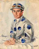 Portrait of a Jockey by Peter Lamb, oil on canvas, sold Dec 2024