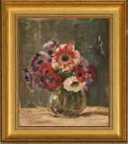 Still Life with Petunias by John Kenneth Ferguson, oil on canvas mounted on board, sold Dec 2024