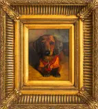 Portrait of a Dachshund by Laura E. Cassidy, Oil on Board, sold Oct 2024
