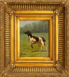 Portrait of an English Pointer by Laura E. Cassidy, Oil on Wood Board, sold Oct 2024