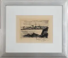 Paysage de la Cote Atlantique" [Landscape of the Atlantic Coast] by Bernard Buffet, Drypoint Etching, sold Oct 2024