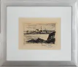 Paysage de la Cote Atlantique" [Landscape of the Atlantic Coast] by Bernard Buffet, Drypoint Etching, sold Oct 2024
