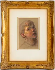 Study of Boy by Robert Brackman, Pastel on Paper, sold Oct 2024