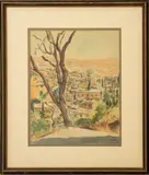 Middle Eastern Landscape Scene by Kurt Zinger, 1953, Watercolor on Paper, sold Oct 2024