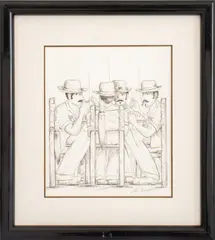 Figural Group by Felix Gonzalez, 1997, Ink on Paper, sold Oct 2024