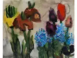 Kaiserkrone, Tulpen und Vergissmeinnicht by Klaus Fußmann, watercolor, offered Sep 2015