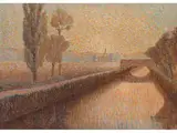 Weite Landschaft mit Pappeln an Einem Kanal by Mario Cavallero, oil on canvas, sold Jun 2019