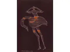 Ohne Titel (tanzender Schwan) by Cornelia Schleime, watercolor, offered Mar 2024