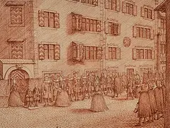Zürich, Bärengasse by David Herrliberger, pencil, sold Dec 2019