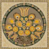 Kleines Blumenbouquet in Gelb, 1993 by Anne Rosat, collage, sold Dec 2019
