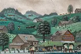 Alpfahrt im Regen", 1976 by Albert Manser, oil on board, sold Dec 2019