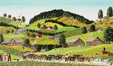 Grosser Alpaufzug, um 1974 by Albert Manser, oil on board, sold Dec 2019