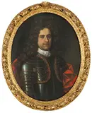 Portrait eines Mannes aus der Berner Patrizierfamilie Steiger, mit Allongeperücke und Brustharnisch, 1696 by Pierre Guillibaud, oil on canvas, sold Dec 2019