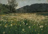 Blumige Wiese by Hans Bachmann, oil on canvas, sold Dec 2019