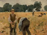 Die Ährenleser by Hans Bachmann, oil, sold Dec 2019